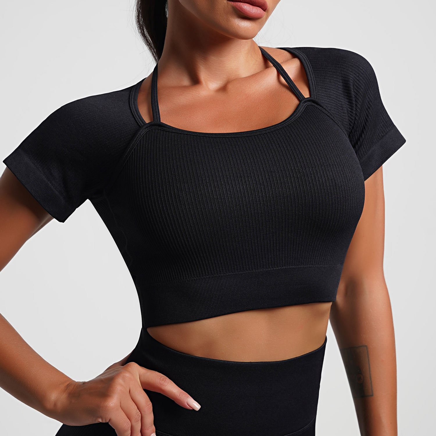 Ribbed Short Sleeve Sportswear Top